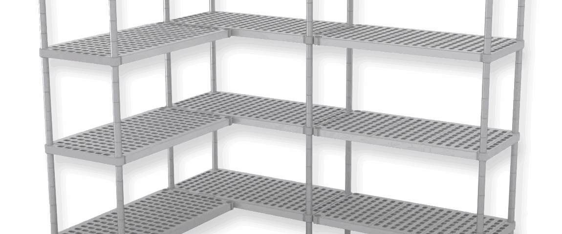 Impercold combined plastic and aluminum shelving for cold rooms, durable and lightweight.